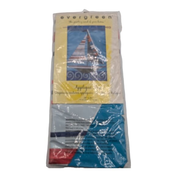 Evergreen Applique Flag 28" X 44" Nautical Sailboat Design Outdoor Decor Star - Picture 3 of 7